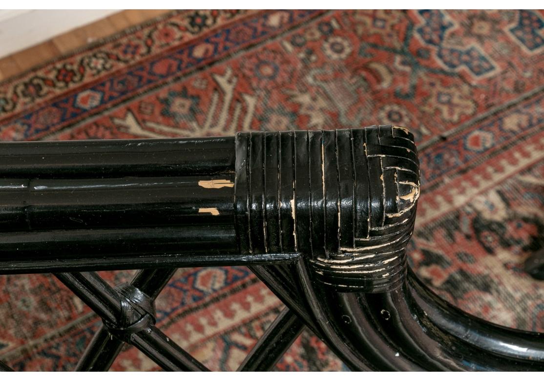 3 Teile Vintage Lane Venture Schwarz lackiert Bambus & Rattan 2 Lounges & Ottomane im Angebot 14