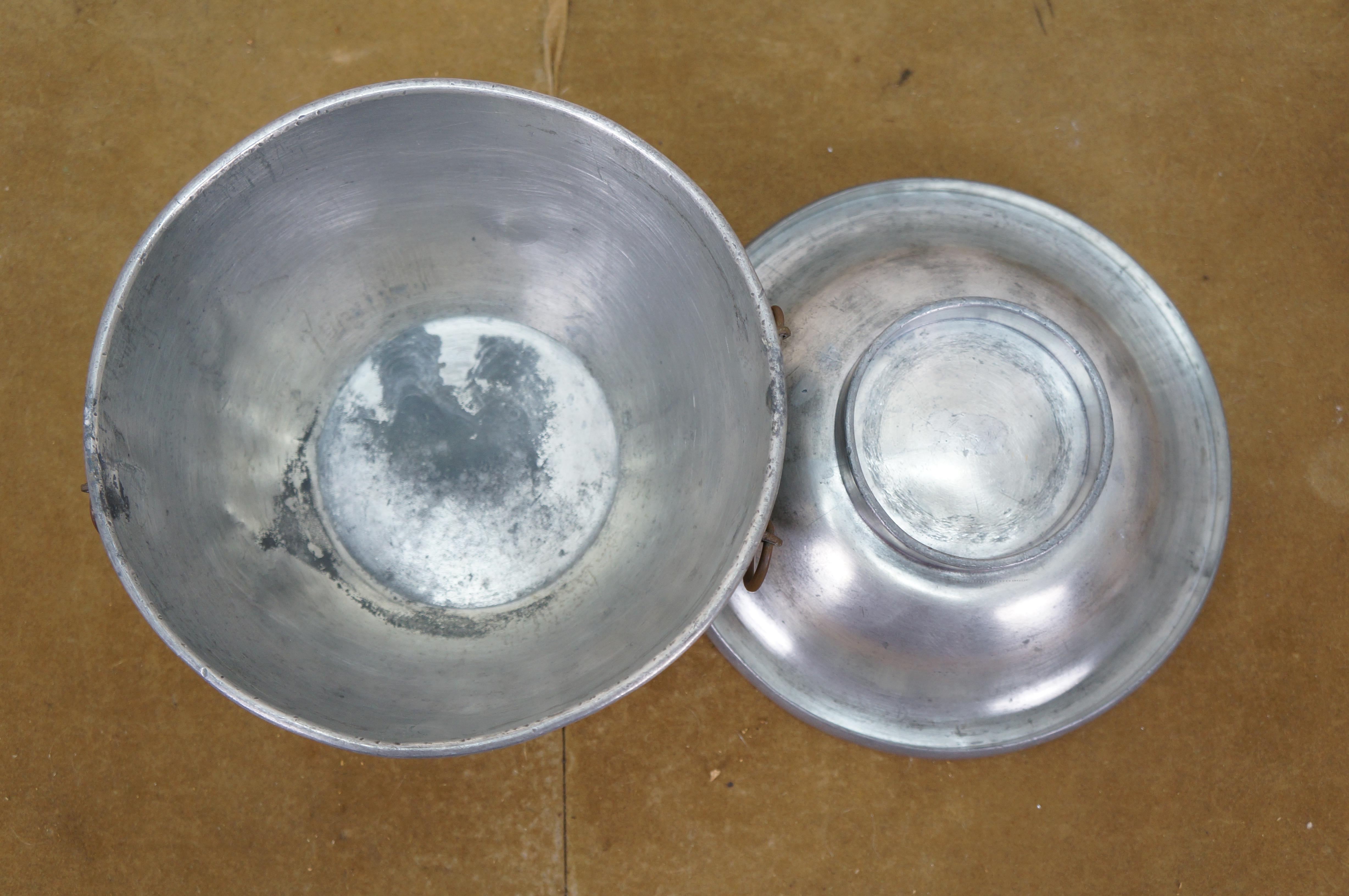 Vintage 3 Piece Chinese Pewter Hot Pot Food Warmer Rice Server 8