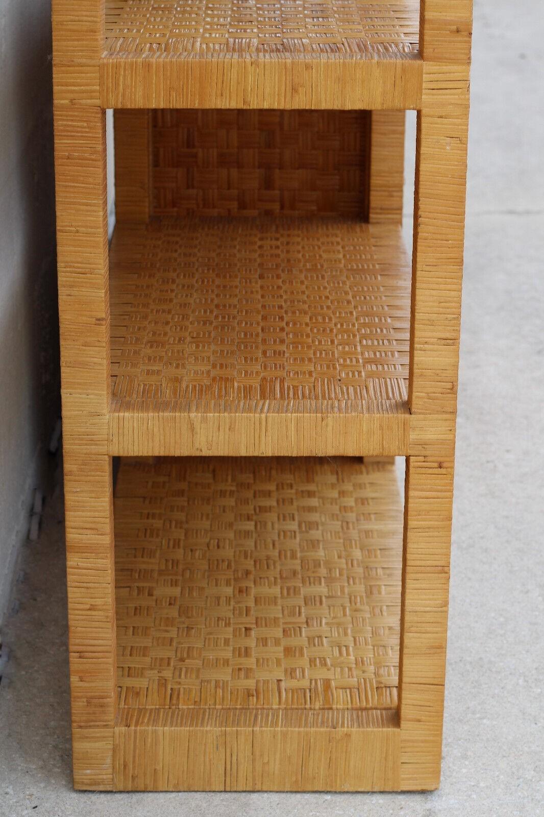 Vintage 3-Piece Wrapped and Woven Rattan Etagere Wall Unit For Sale 2