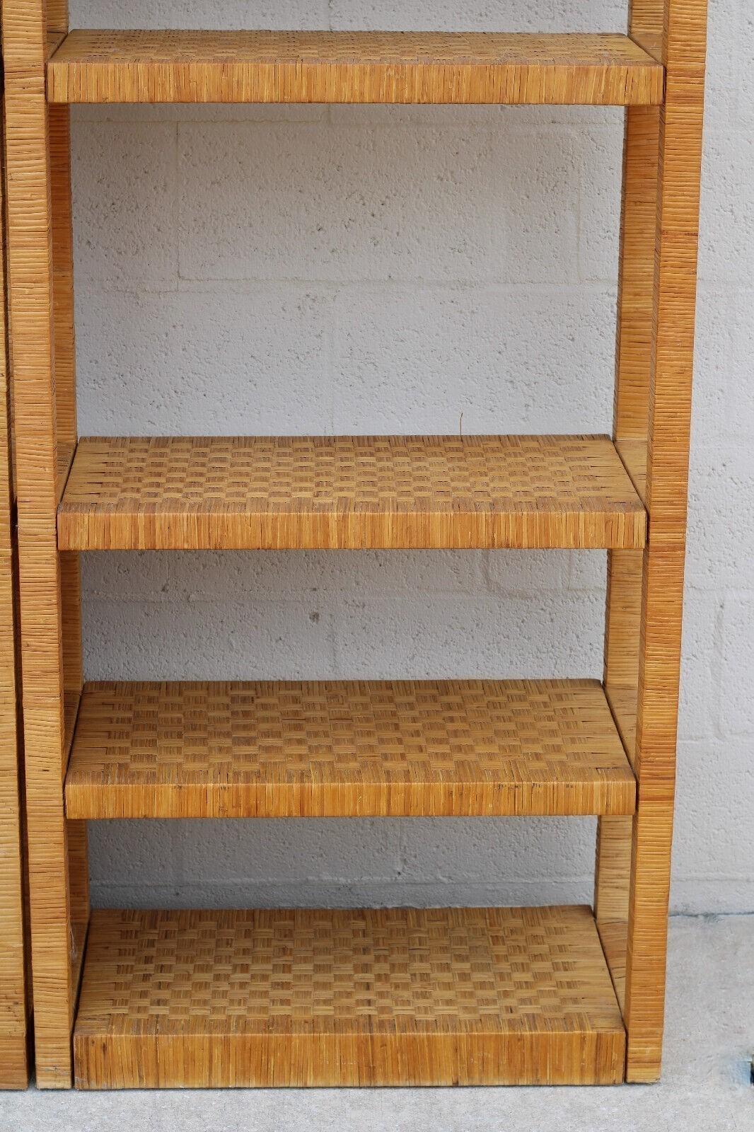 Vintage 3-Piece Wrapped and Woven Rattan Etagere Wall Unit For Sale 3