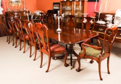 Vintage 3 Pillar Dining Table by William Tillman & 12 Dining Chairs 20th C