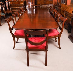 Vintage 3 Pillar Dining Table by William Tillman & 12 dining chairs 20th Century
