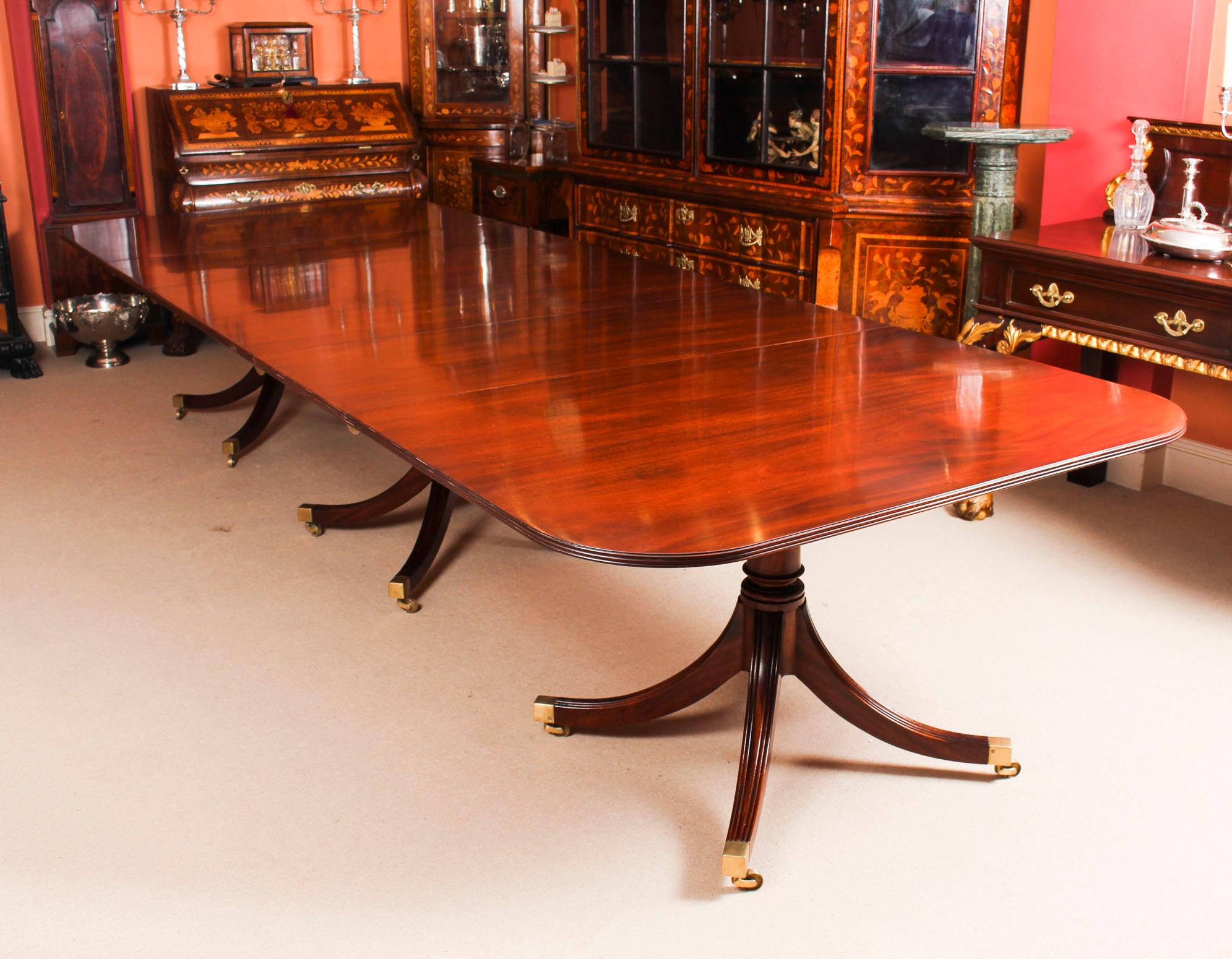 Regency 3 Pillar Dining Table by William Tillman 20th Century & 10 Chairs 19th Century