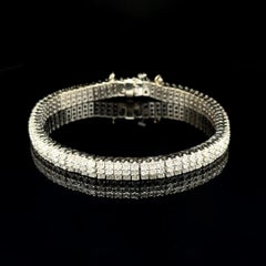 Vintage 3 Row RBC Diamond Gold Line Tennis Bracelet Estate Fine Jewelry