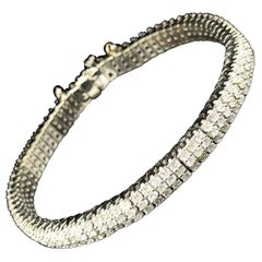 Vintage 3 Row RBC Diamond Gold Line Tennis Bracelet Estate Fine Jewelry