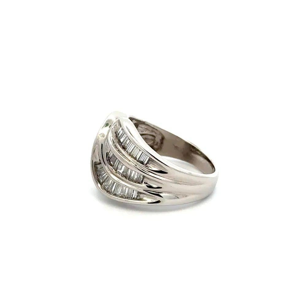 Goldring, 3reihiger Baguette-Diamant-Goldring mit Wirbel Damen im Angebot