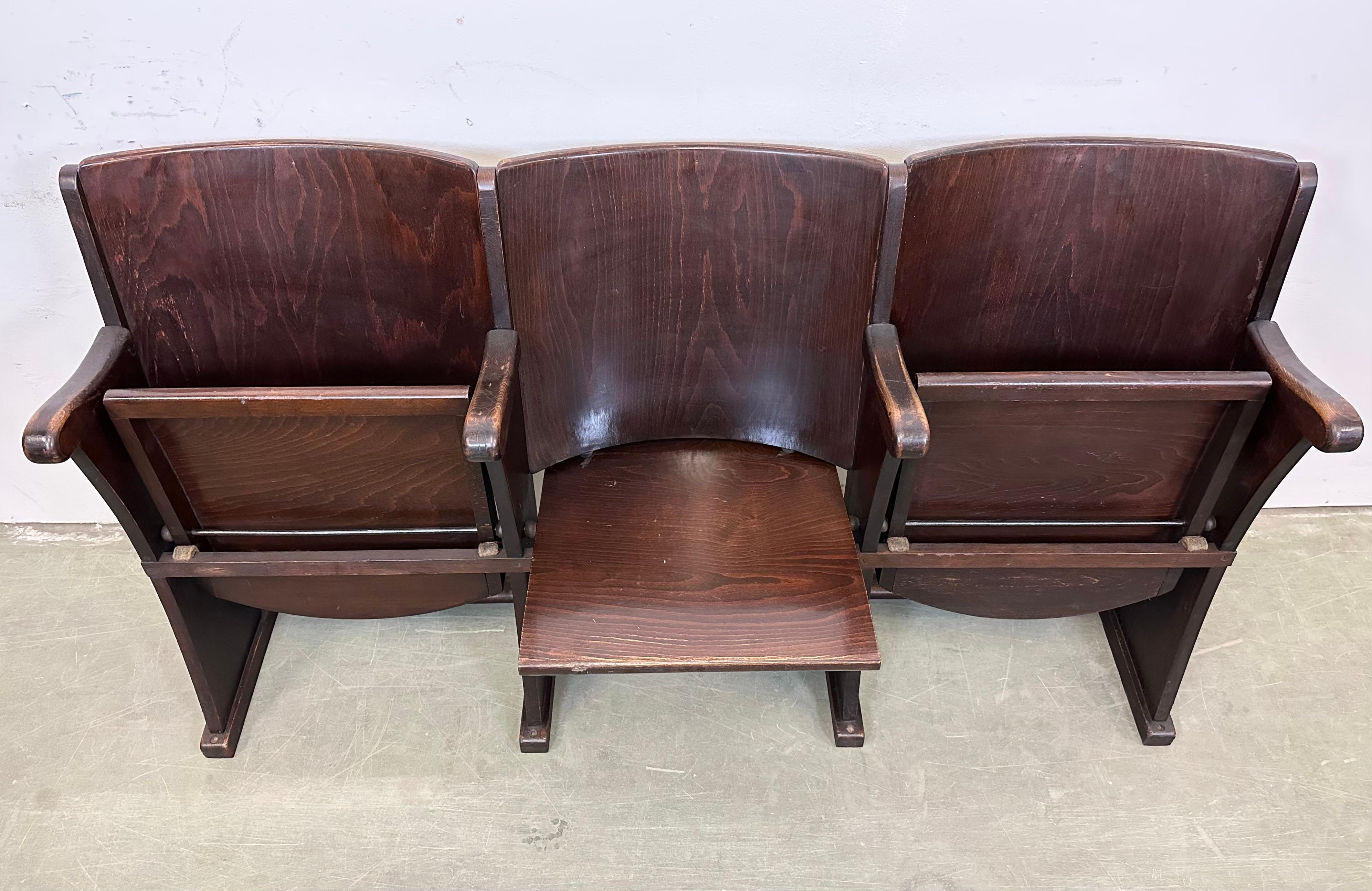 Vintage 3-Seat Cinema Bench from Thonet, 1950s For Sale 1