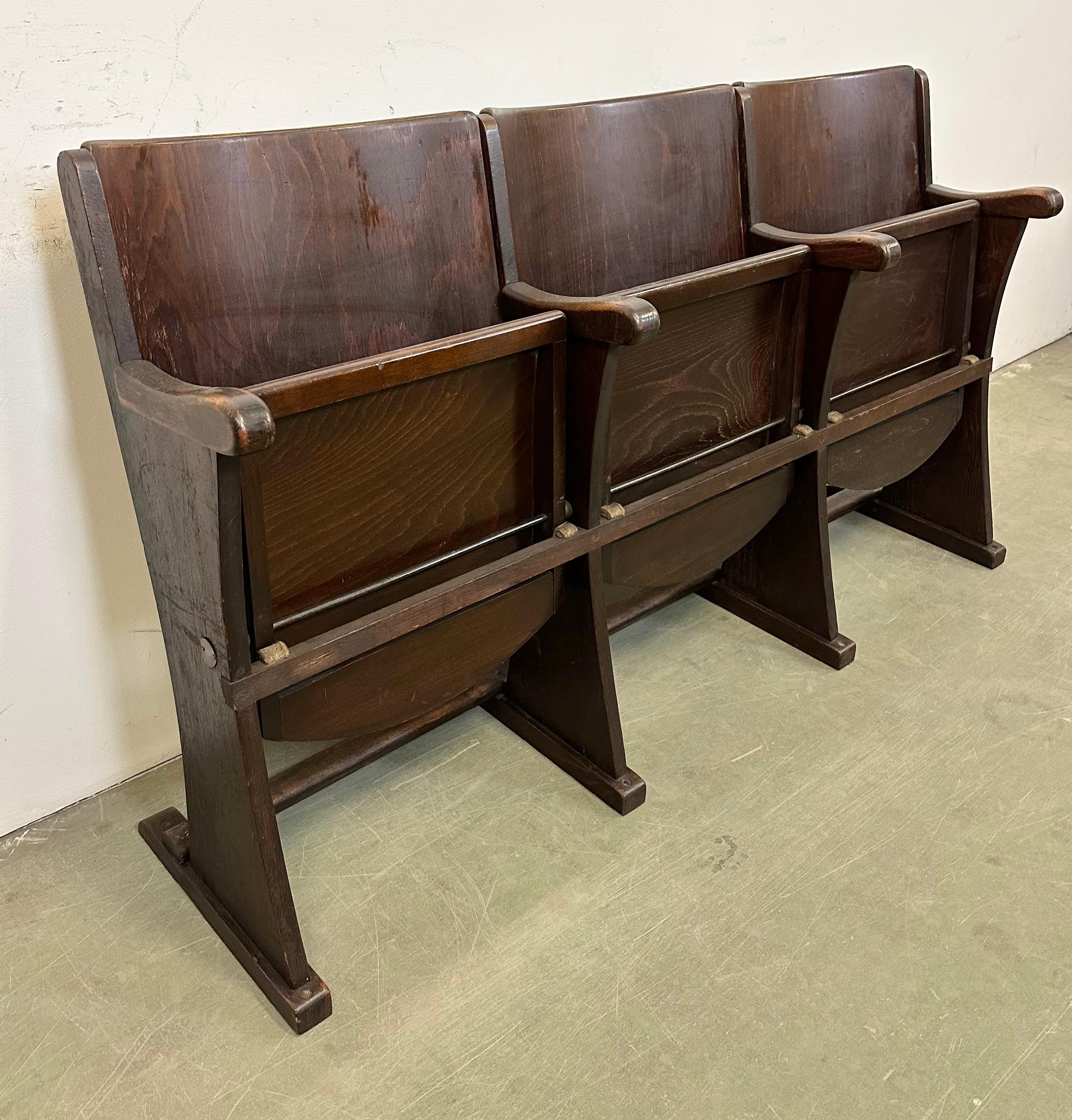 Industrial Vintage 3-Seat Cinema Bench from Thonet, 1950s For Sale