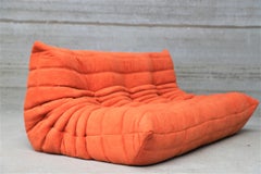 ZERTIFIZIERT  Ligne Roset TOGO 3-Sitz aus orangefarbenem Freistahl-Stoff, DIAMOND QUALITY