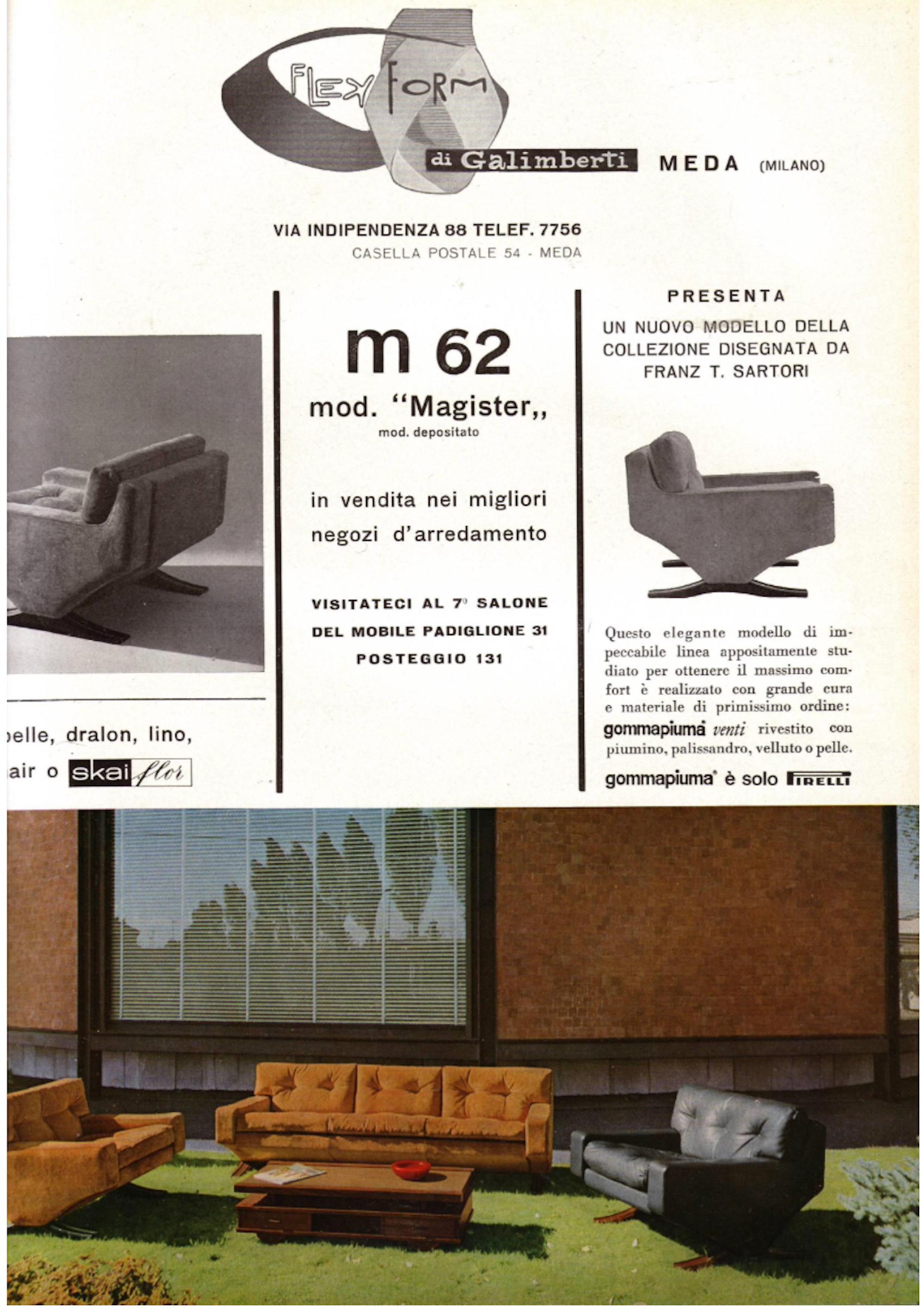 Vintage 3-seater sofa by Franz Sartori for Flexform, Italy 1965 (Customizable) In Fair Condition For Sale In Argelato, BO