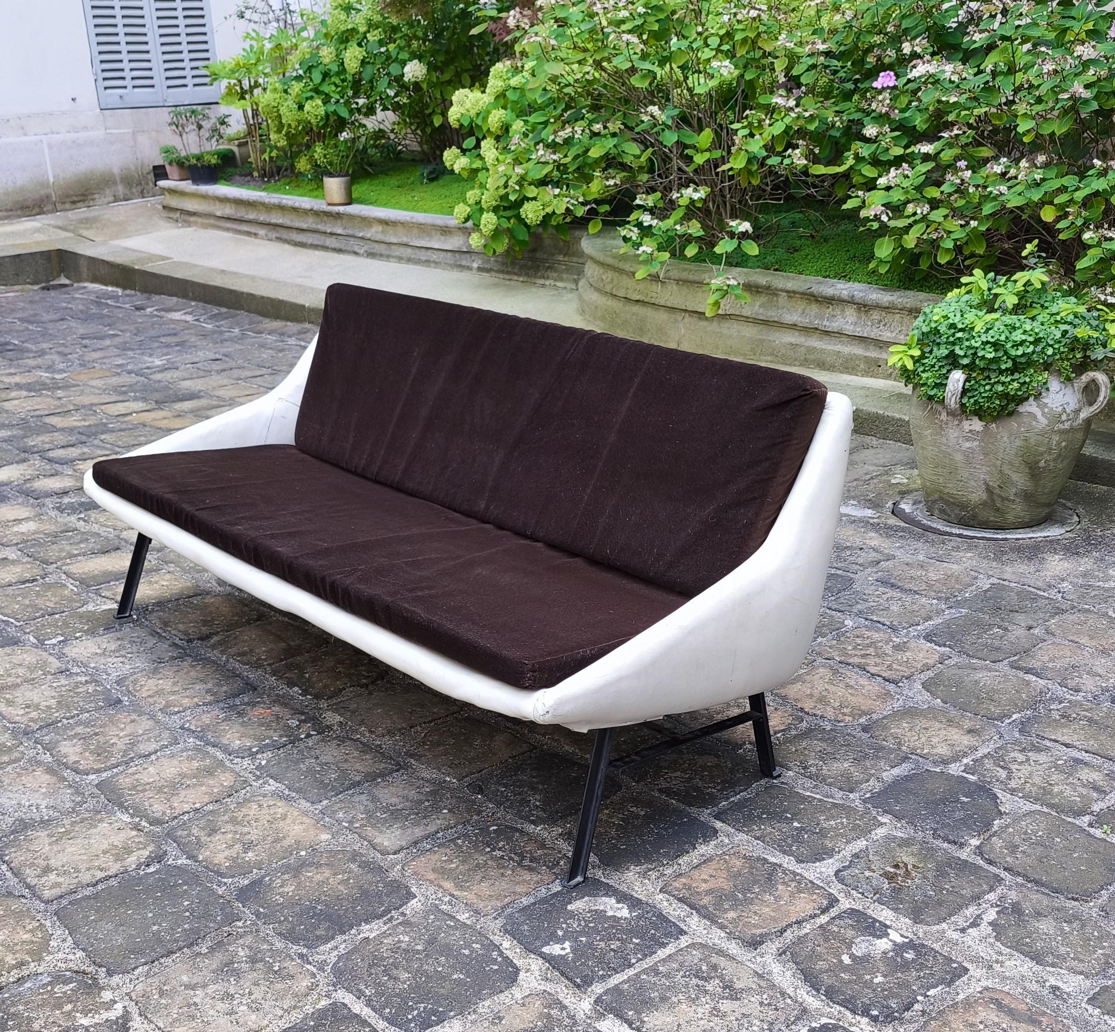 Vintage 3-Sitzer Sofa, Steiner Joseph André Motte, 1950er Jahre (Französisch) im Angebot