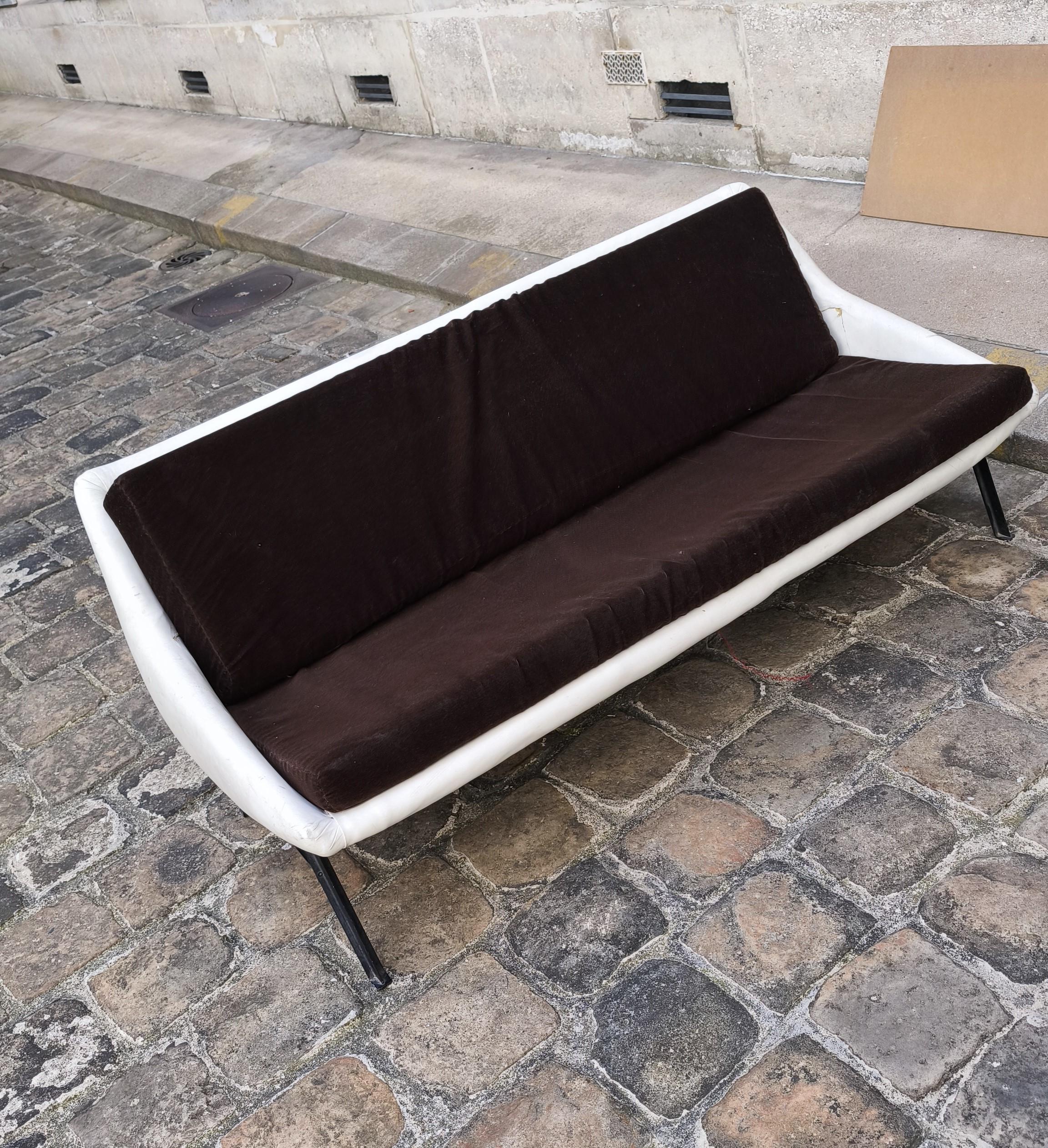Vintage 3-Sitzer Sofa, Steiner Joseph André Motte, 1950er Jahre im Angebot 2