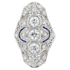 Antique 3 Stone 1.65 Carat Diamond Art Deco Filigree Dinner Ring