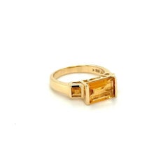 Vintage 3 Stone Citrine East West Gold Band Ring
