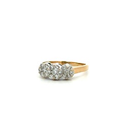 Vintage 3 Stone Cluster Diamond 2-Tone Gold Cluster Ring