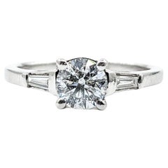 Retro 3-stone design Diamond Engagement Ring In Platinum