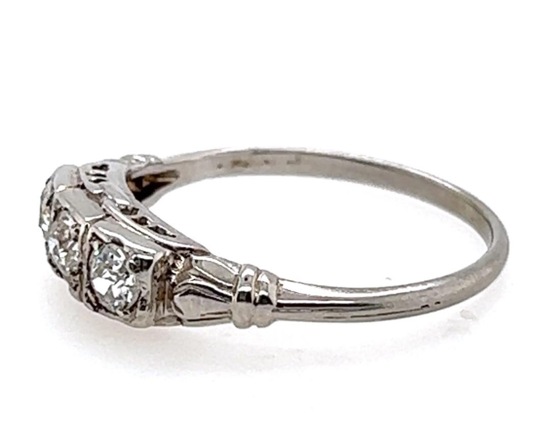 Art Deco Vintage 3 Stone Diamond Engagement .50ct Old European Cut 18K Genuine Original 1