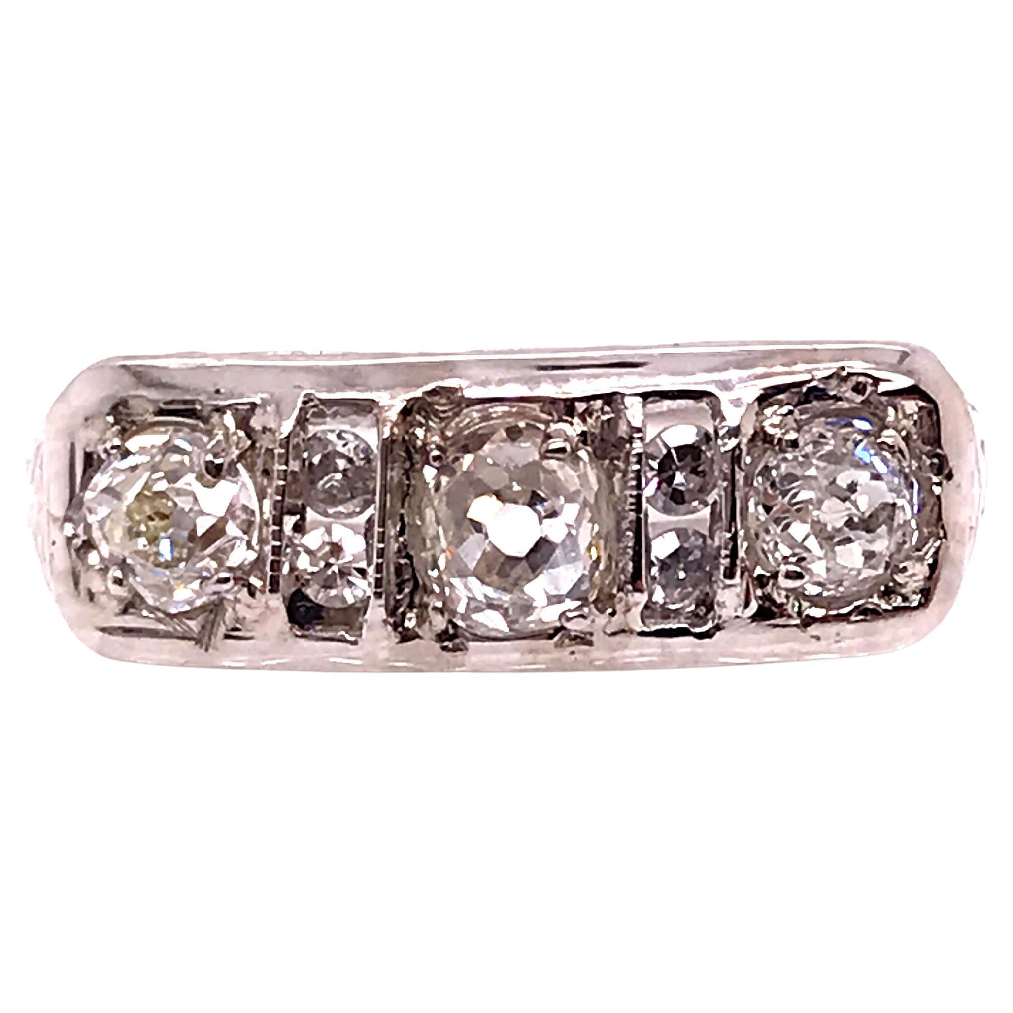Vintage 3 Stone Diamond Engagement Ring .70ct 18K Antique Deco Genuine 1900s For Sale
