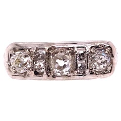 Vintage 3 Stone Diamond Engagement Cocktail Ring .70ct 18K Antique Deco