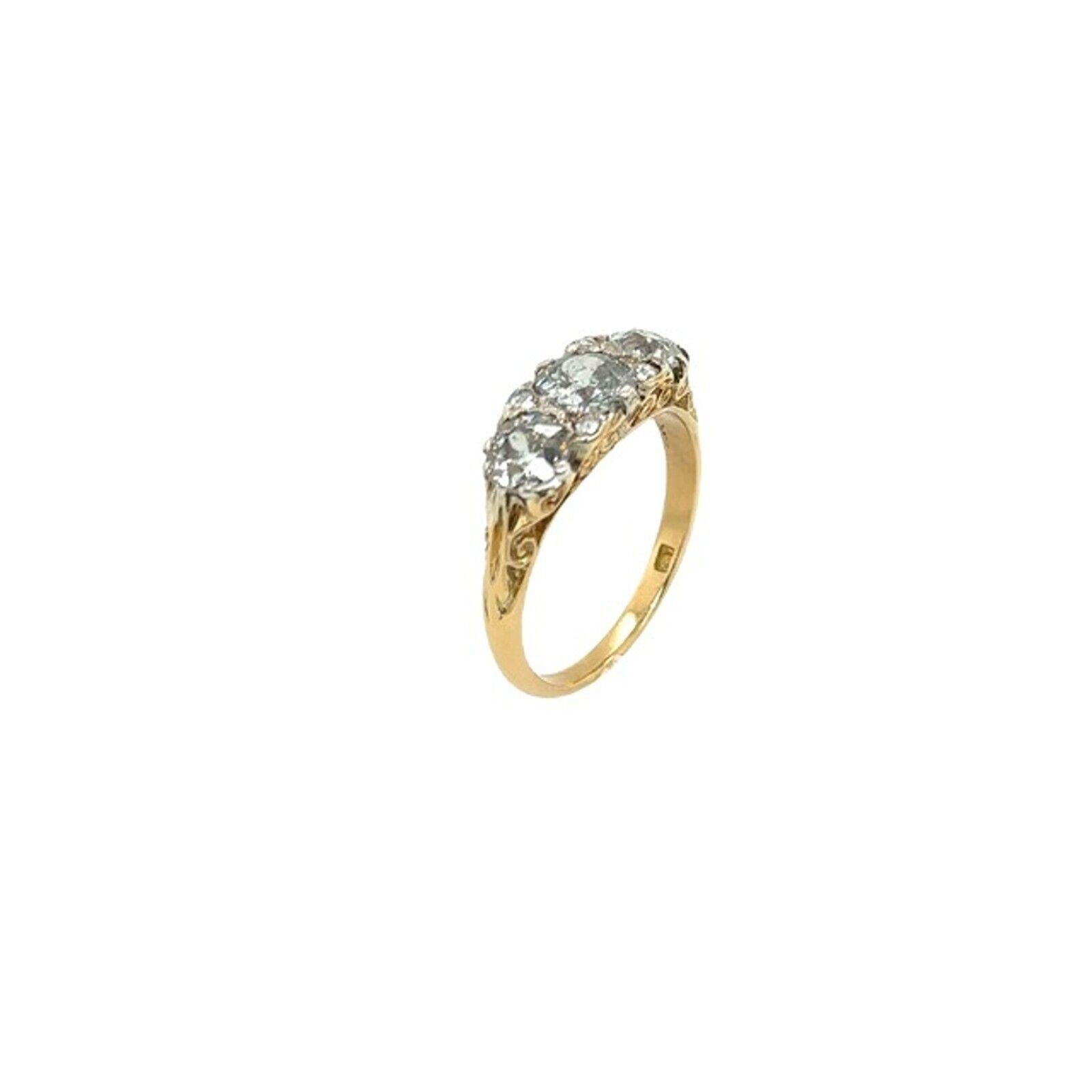 Reflecting timeless essences with this carved half-hoop ring 3-stone Victorian rose cut diamond that symbolizes your past, present, and future, making it the perfect epitome of eternal love. The Diamonds are G/H colour and SI2/3 clarity.

Additional