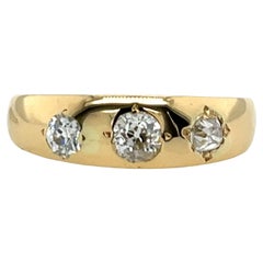 Vintage 3-Stone Diamond Ring – 18ct Yellow Gold, 0.30ct Old Cut Diamonds
