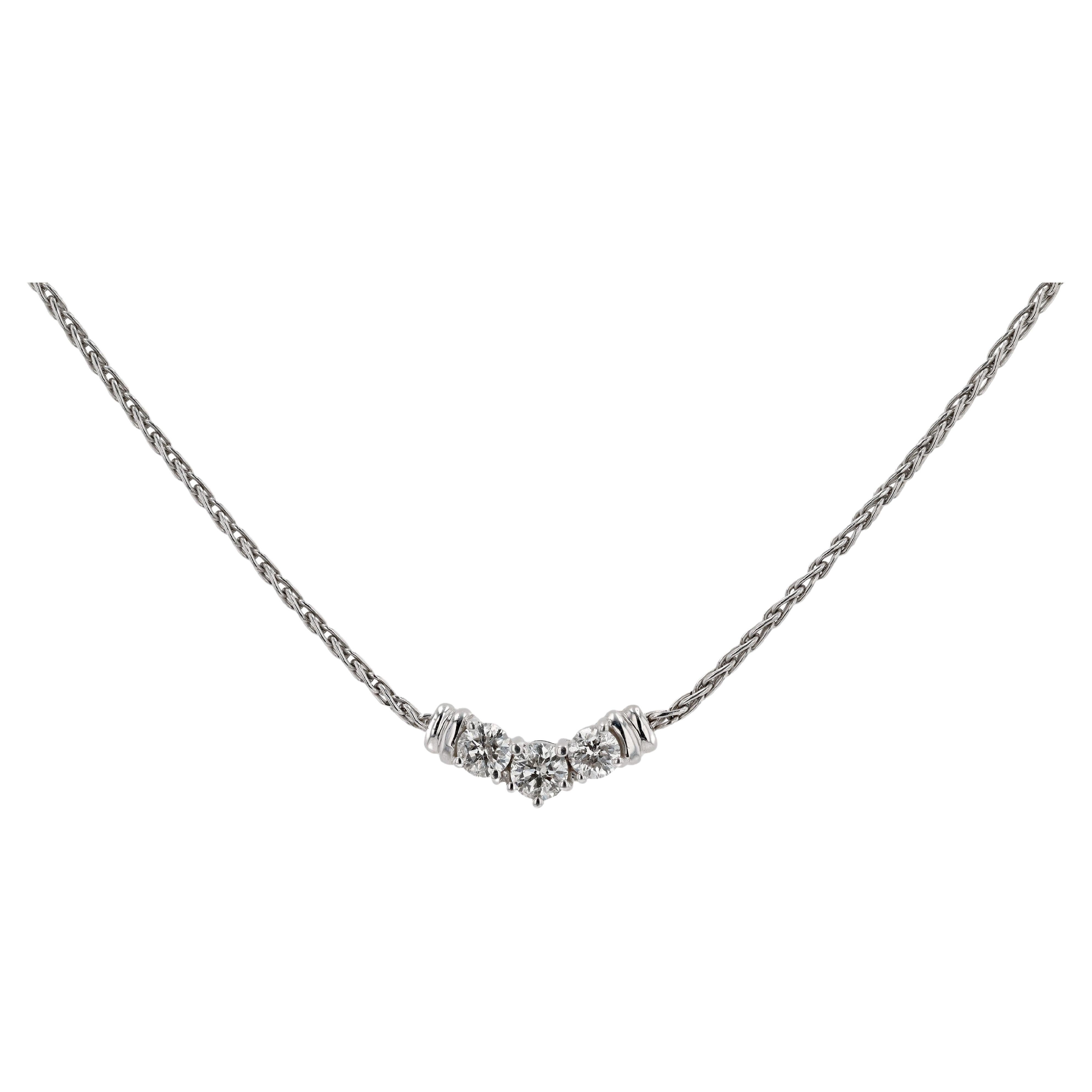 Vintage 3 Stone Diamond Trinity Necklace