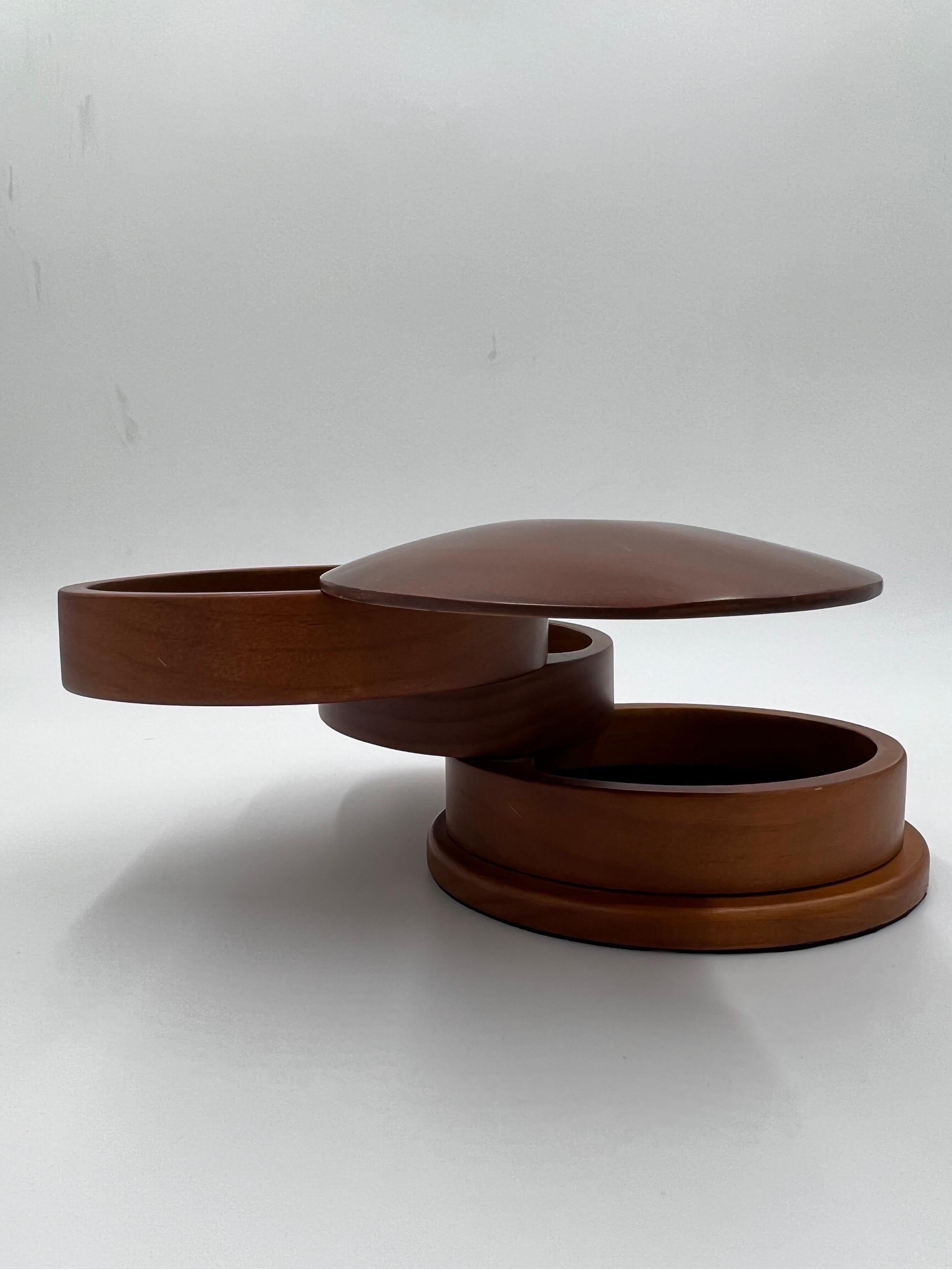 20th Century Vintage 3 Tier Rotating Maple Artisan Jewelry Box