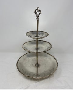 Vintage 3-Tiered Hotel Silver Biscuit Stand