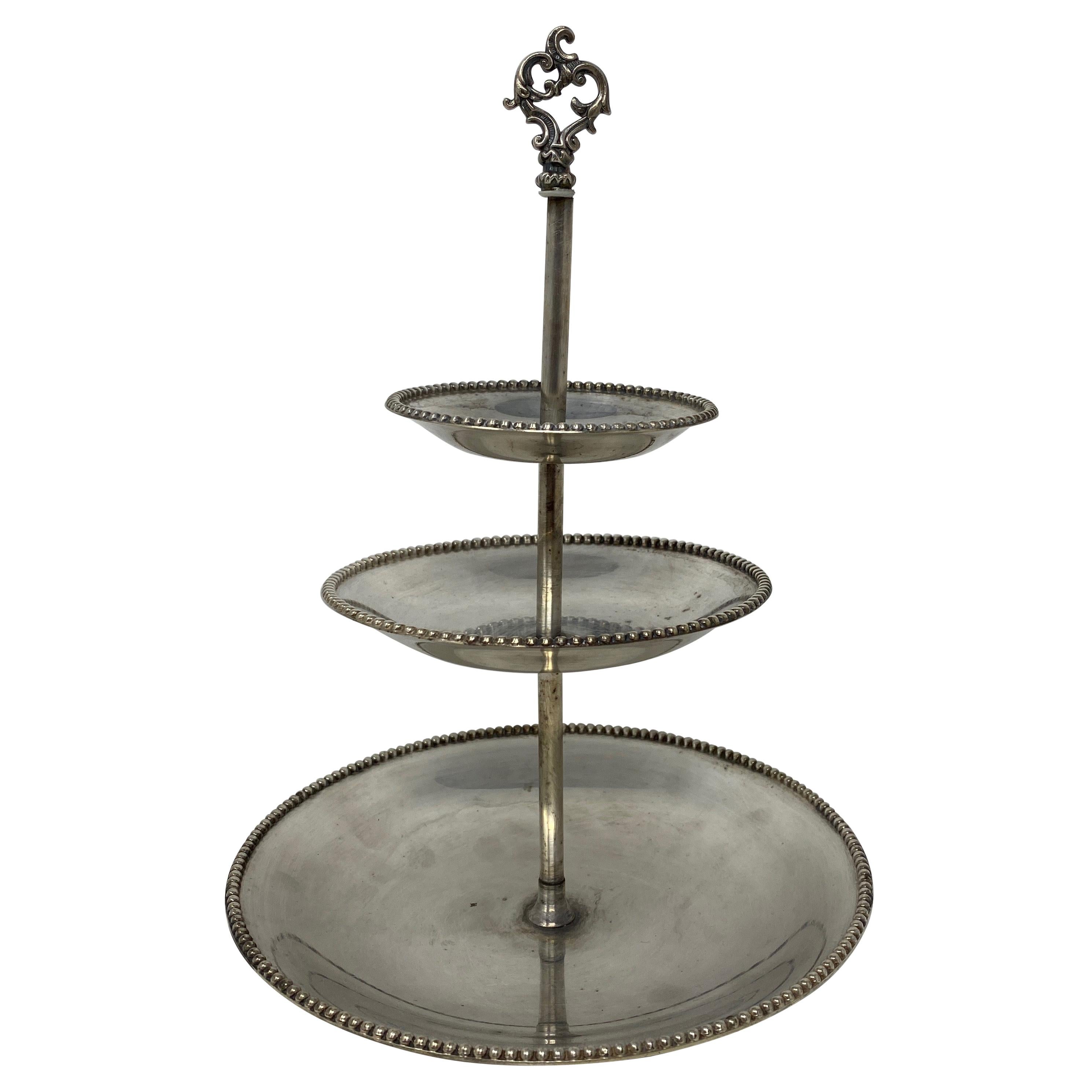 Vintage 3-Tiered Hotel Silver Biscuit Stand