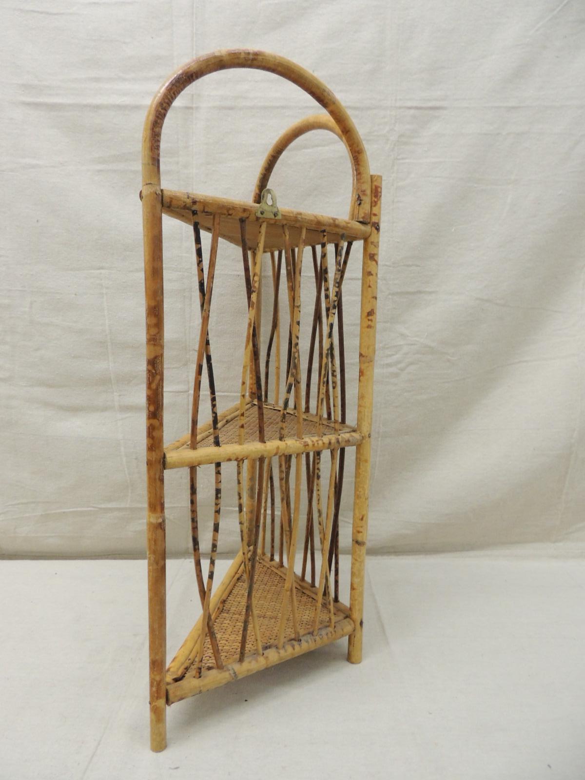 rattan wall shelf with hooks