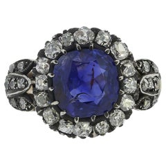 Vintage 3.00 Carat Burmese Sapphire and Diamond Cluster Ring Vintage 3.00 Carat Burmese Sapphire and Diamond Cluster Ring