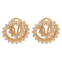 Vintage 3.00 carat diamond 14k yellow gold swirl earrings