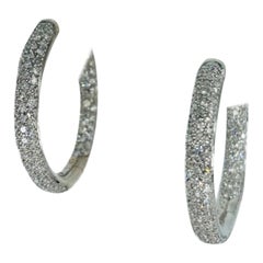 Vintage 3.00 Carat Diamonds In 
Out Hoop Earrings 14k White Gold