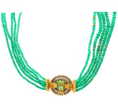 Vintage 300 Carat Natural Emerald Bead 18K Necklace 22 Inch