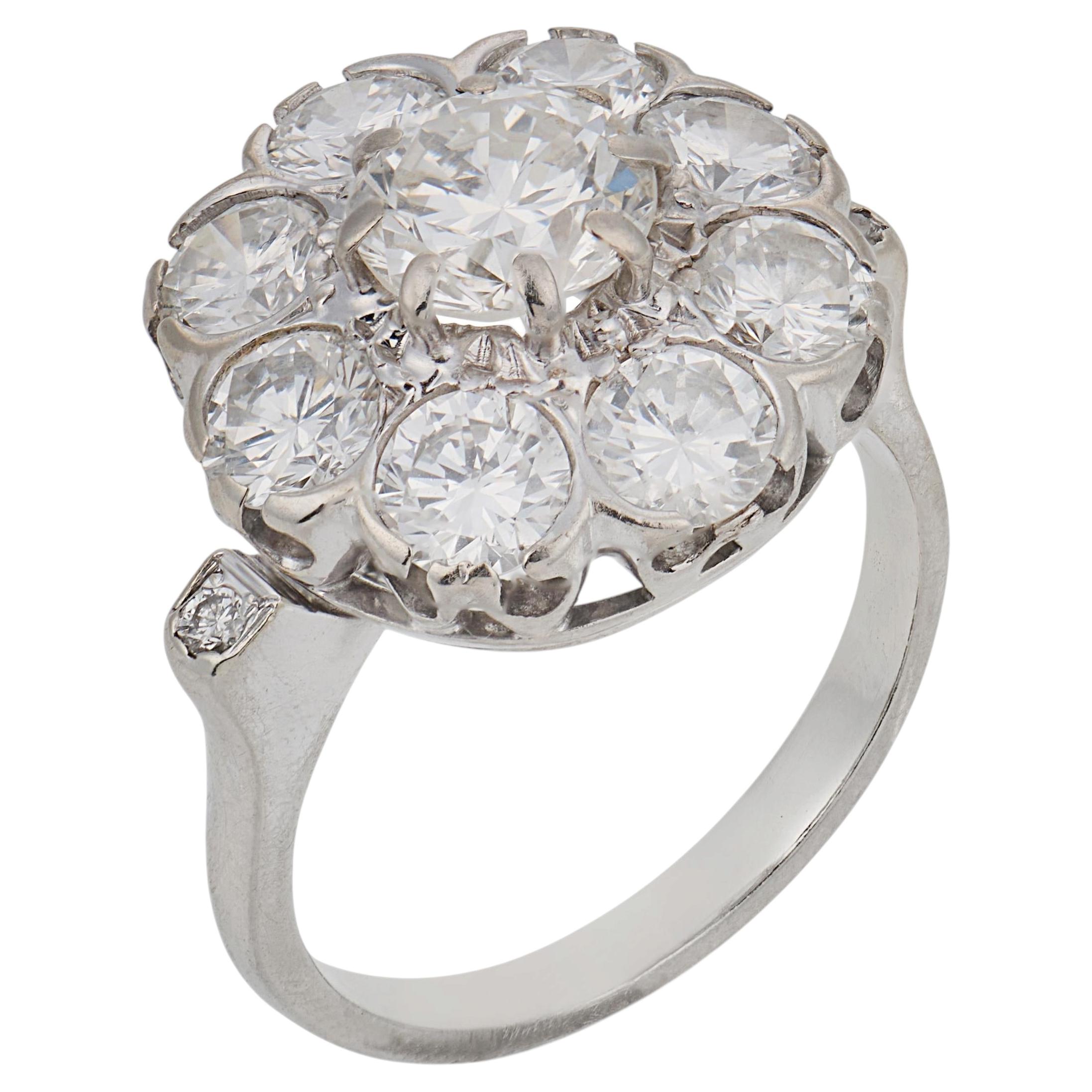 Vintage 3.00 carat diamant rond taille brillant bague en or blanc 18k