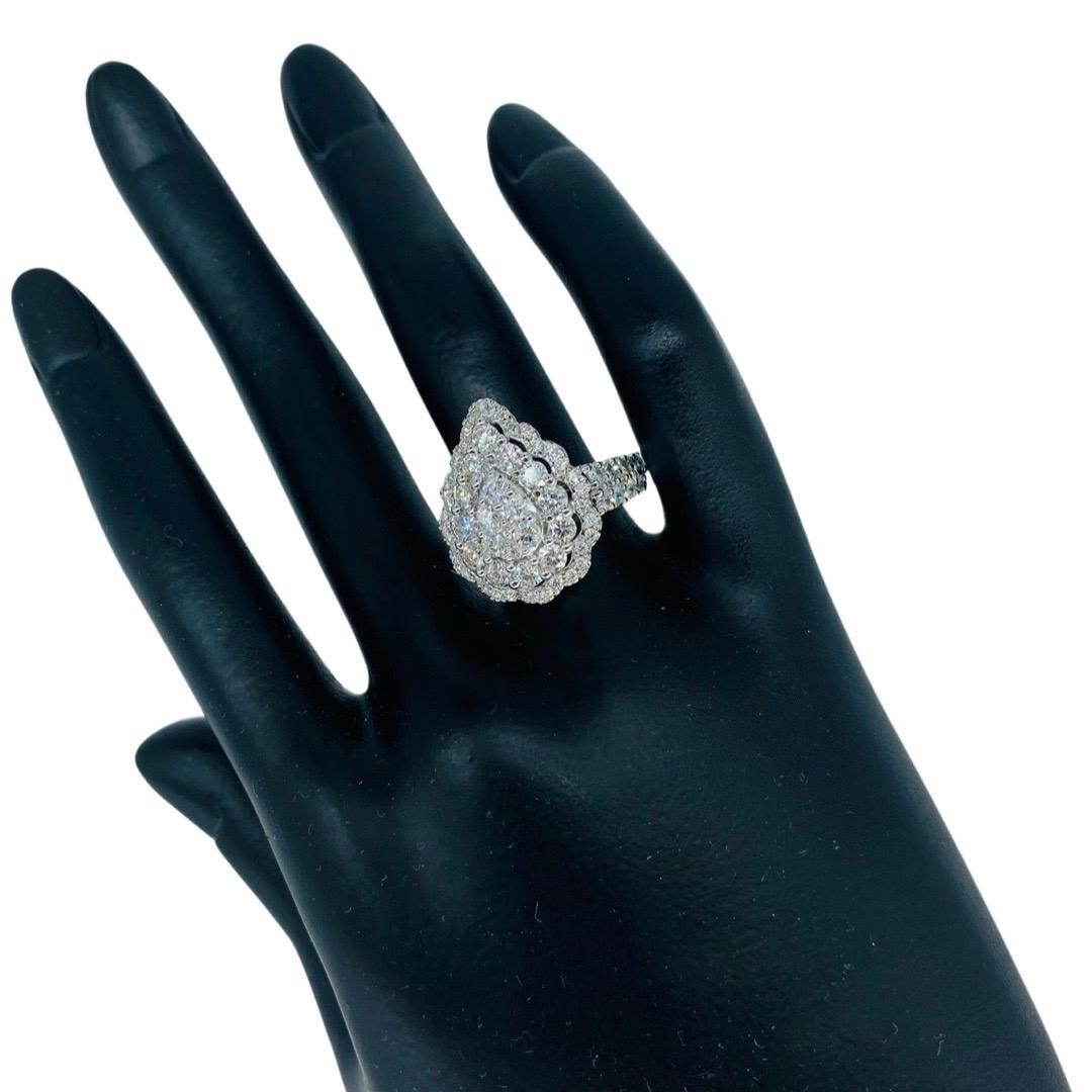 Vintage 3,00 Gesamtkaratgewicht Diamanten Cluster Cocktail Ring Damen im Angebot