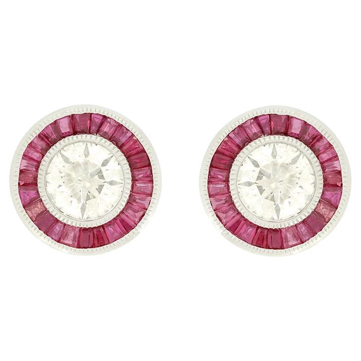 Orecchini Target d
epoca con diamanti e rubini da 3,00 carati, 1950 ca. in vendita