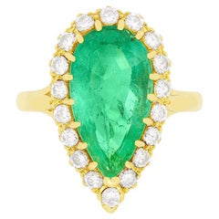 Vintage 3.00ct Emerald and Diamond Cluster Ring, c.1960s