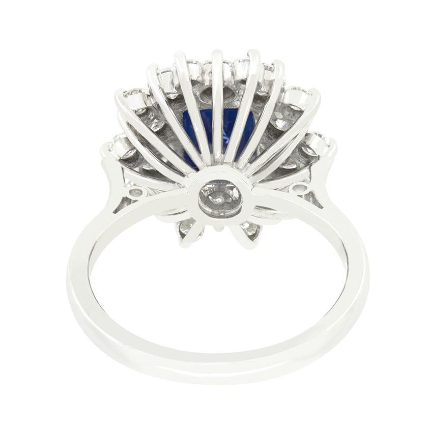 Anello vintage con zaffiro e diamante da 3,00 ct, anni '70 circa In condizioni buone in vendita a London, GB