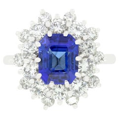 Anillo vintage de zafiro y diamantes de 3,00 ct, c.1970