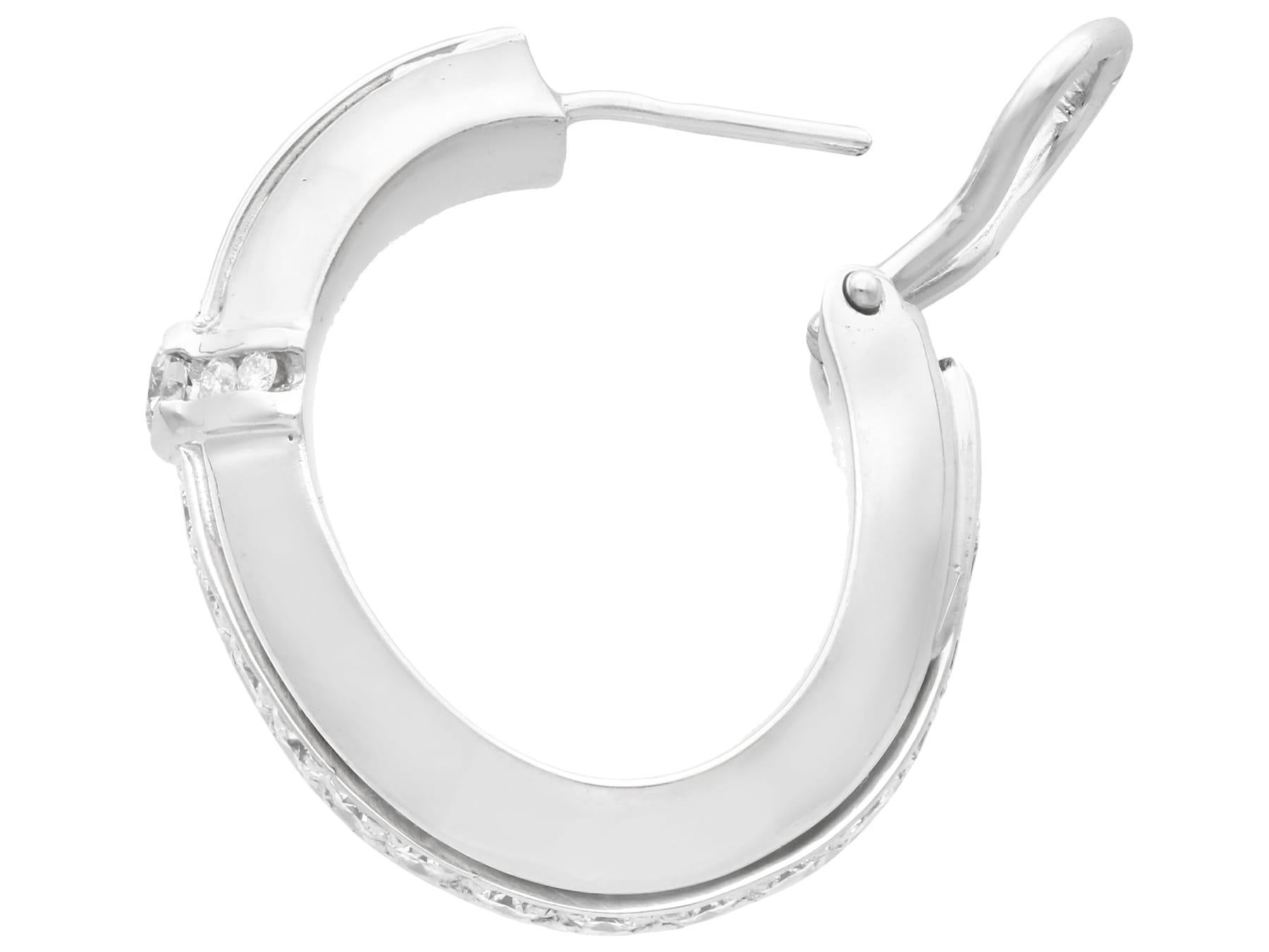 Vintage 3.01 carat Diamond and White Gold Hoop Earrings In Excellent Condition For Sale In Jesmond, Newcastle Upon Tyne