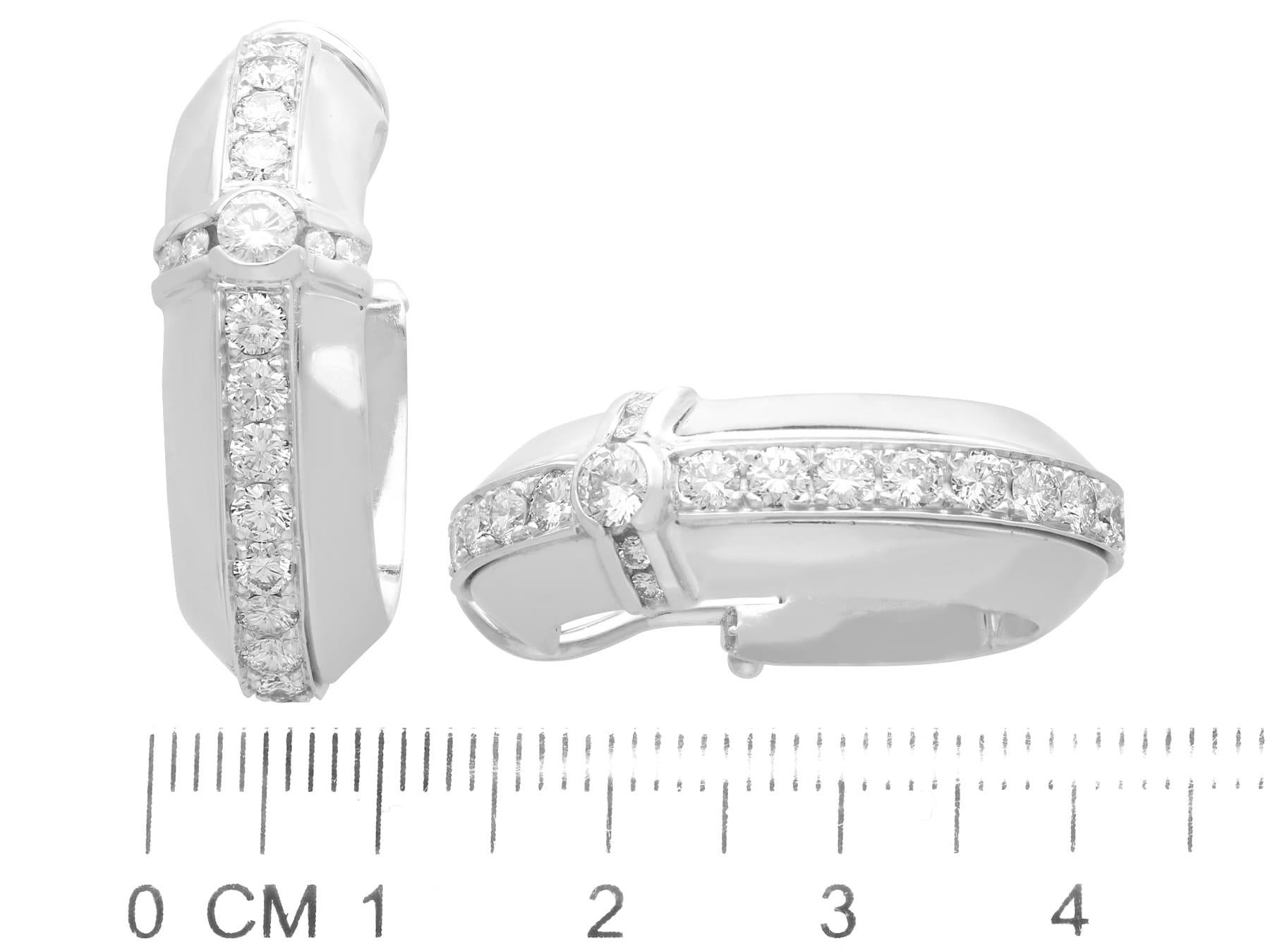 Créoles vintage en or blanc et diamants de 3,01 carats, c. 1950 en vente 2