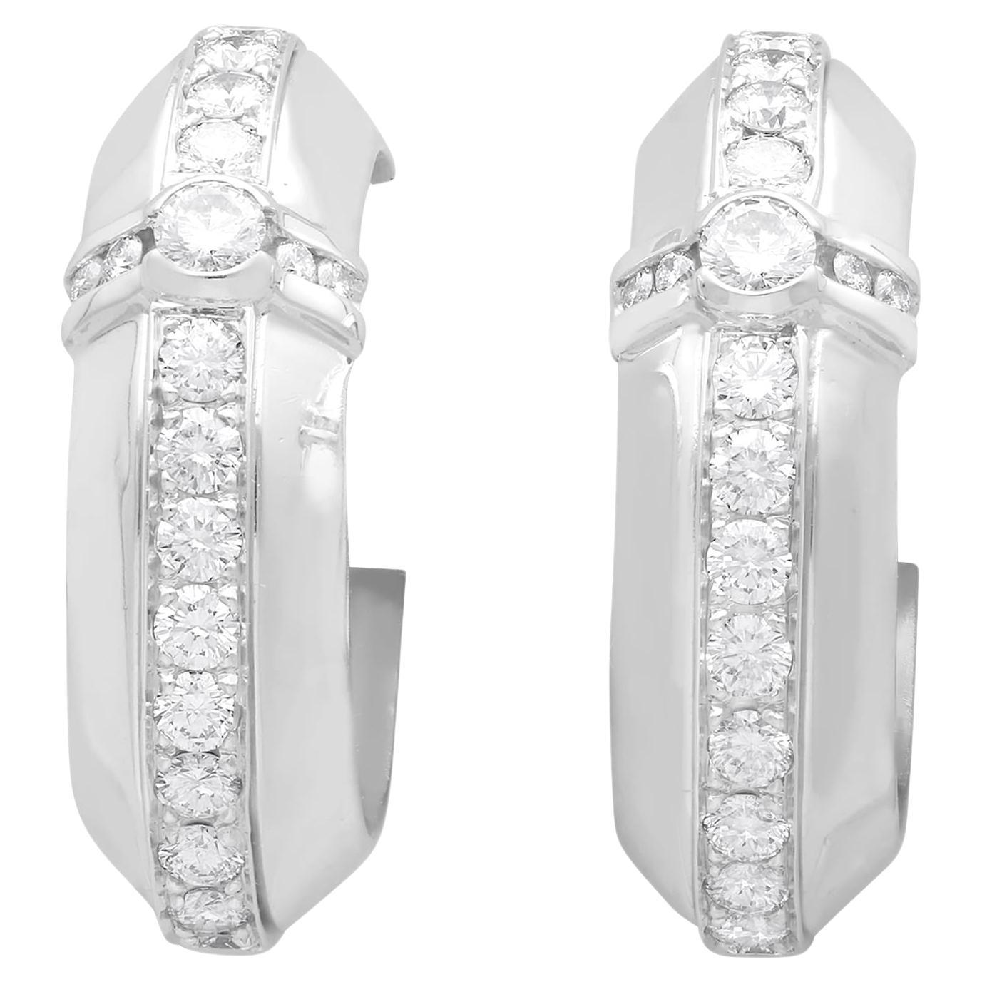 Vintage 3.01 carat Diamond and White Gold Hoop Earrings, circa 1950