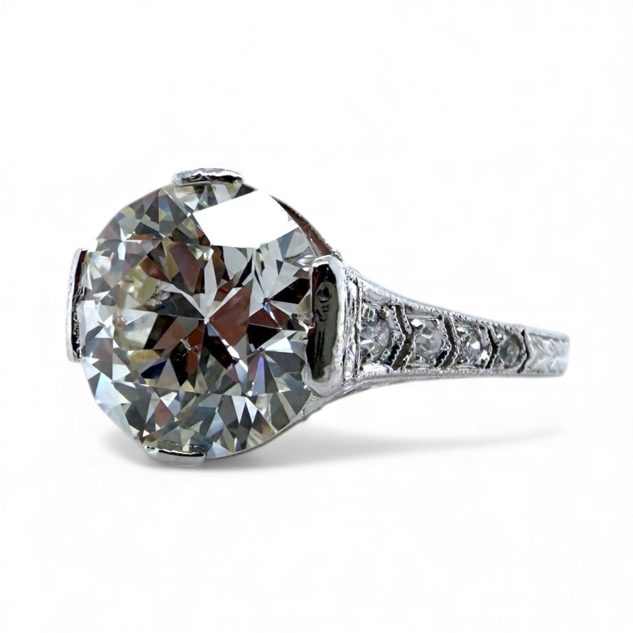 Donna Anello di fidanzamento solitario con diamante vecchio taglio europeo vintage da 3,01 carati GIA in vendita