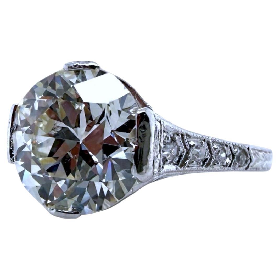 Anello di fidanzamento solitario con diamante vecchio taglio europeo vintage da 3,01 carati GIA in vendita