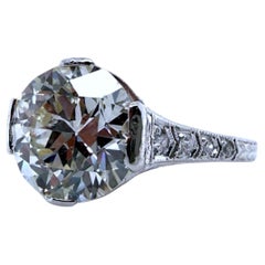 Vintage 3.01 Carat Old European Cut Diamond Solitaire Engagement Ring GIA