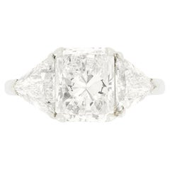 Bague vintage à trois pierres en diamant 3,01 carats, c.1970