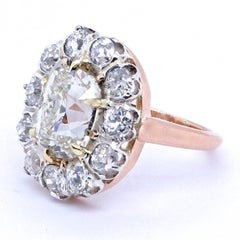 Vintage 3.02 Carat Old Mine Cut Diamond 18 Karat Gold Cluster Ring
