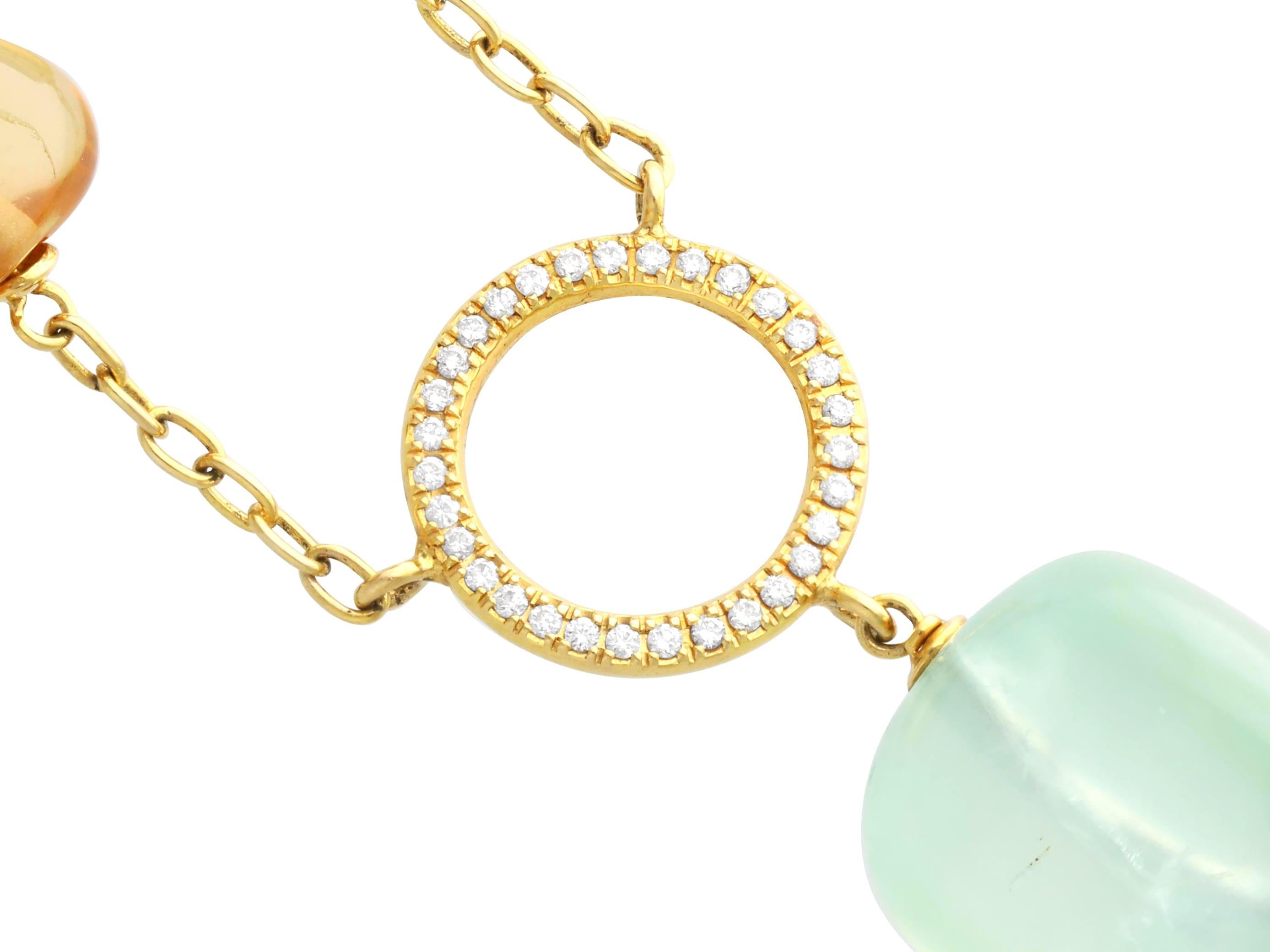Gold-Halskette 302 Karat Citrin Quarz und Diamant für Damen oder Herren im Angebot