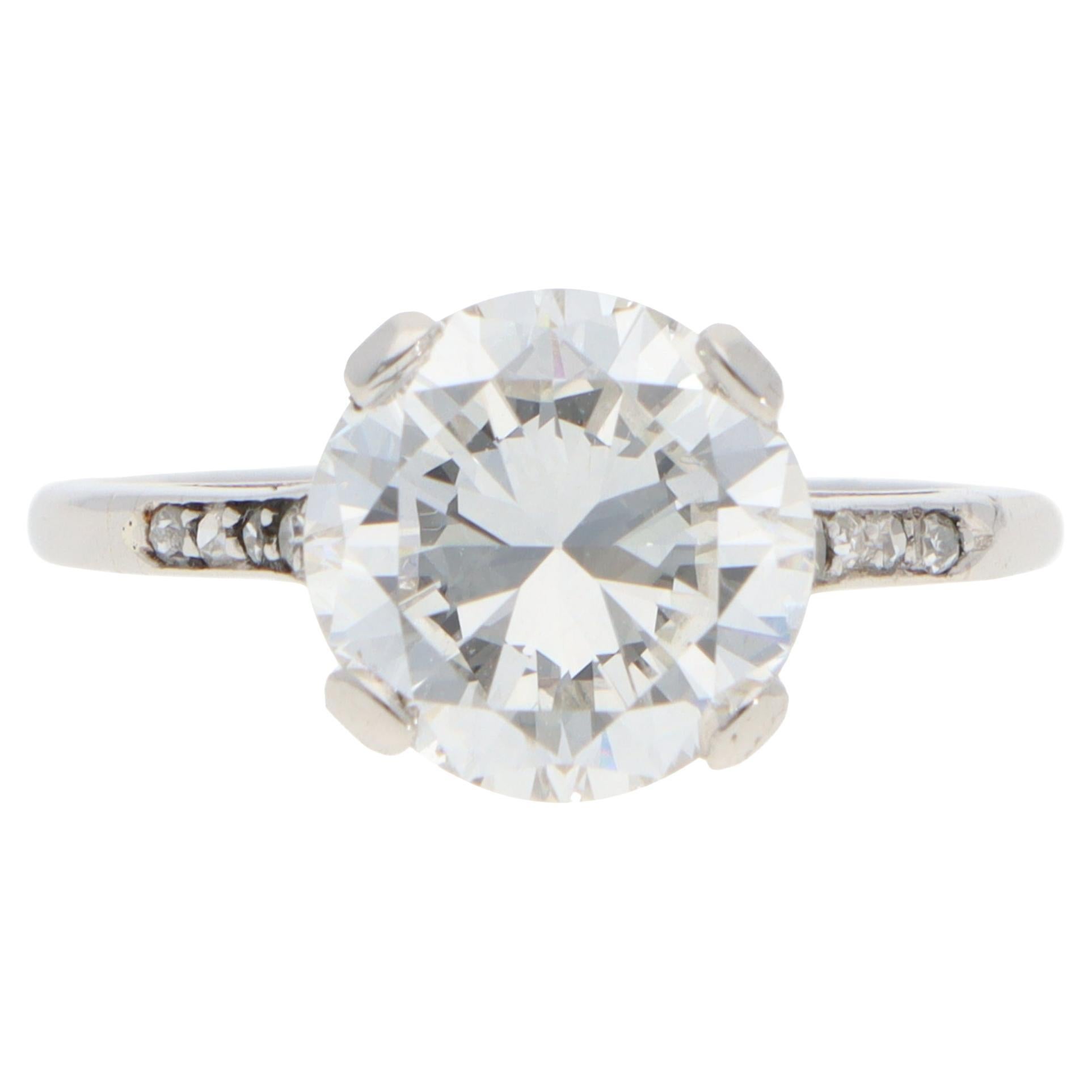 Vintage 3,02 Karat GIA zertifizierter Diamantring aus Platin